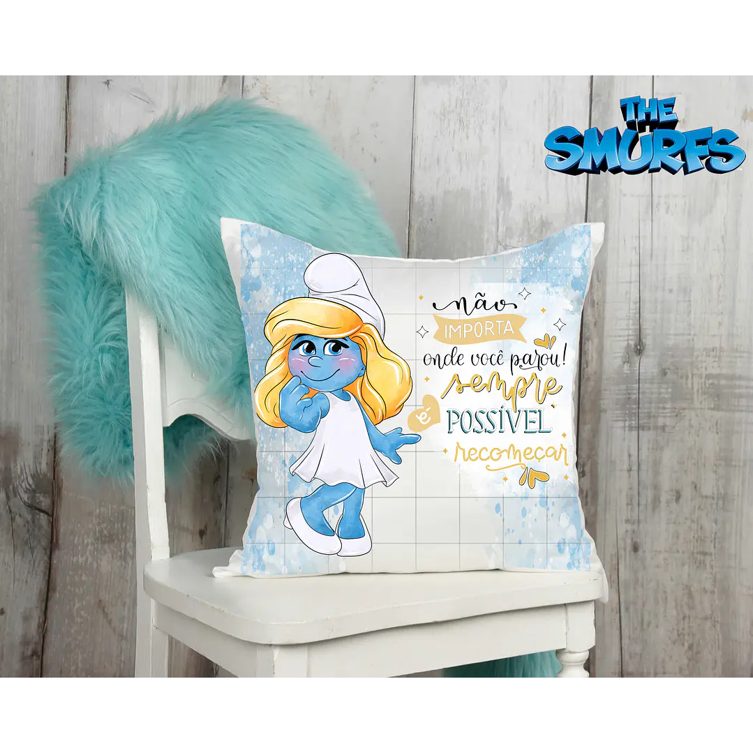 10 Artes para Caneca e Almofada Smurfs Editável em Corel Draw 7