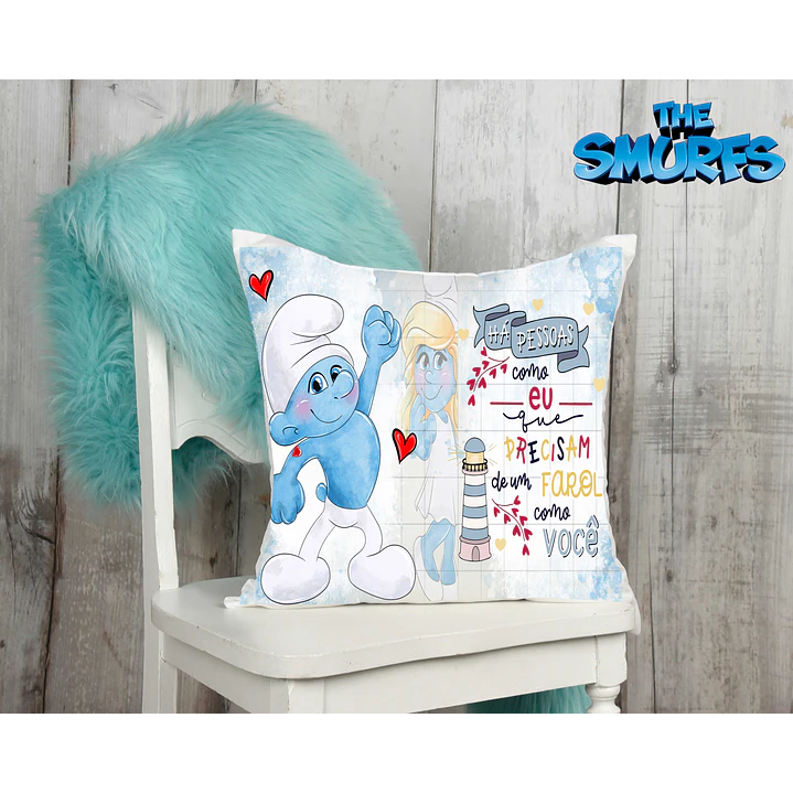 10 Artes para Caneca e Almofada Smurfs Editável em Corel Draw 8