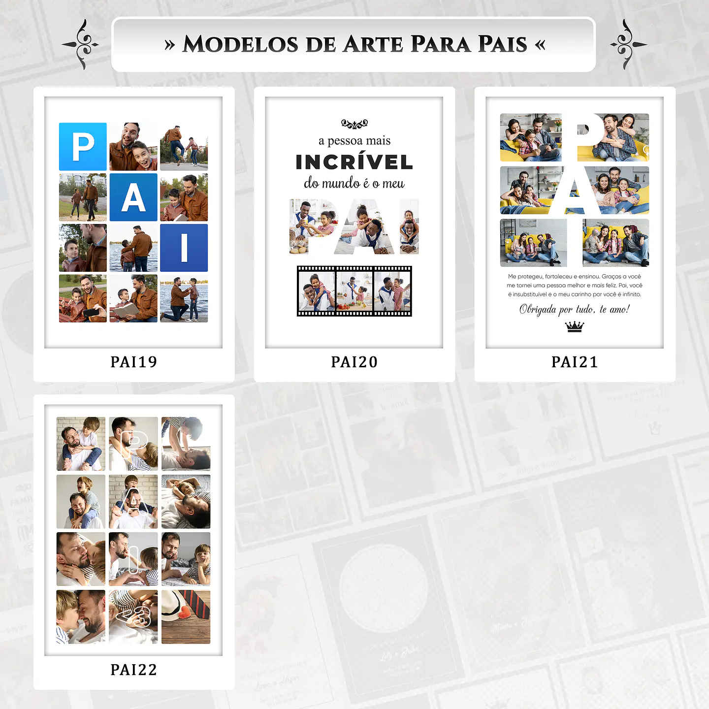 Artes para Quadros Dia dos Pais 22 Arquivos Editáveis Photoshop ou Canva 3