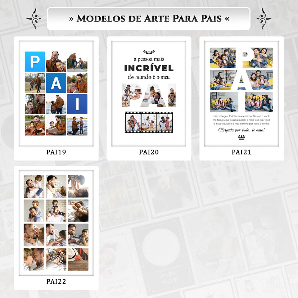 Artes para Quadros Dia dos Pais 22 Arquivos Editáveis Photoshop ou Canva 3
