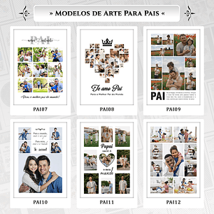 Artes para Quadros Dia dos Pais 22 Arquivos Editáveis Photoshop ou Canva