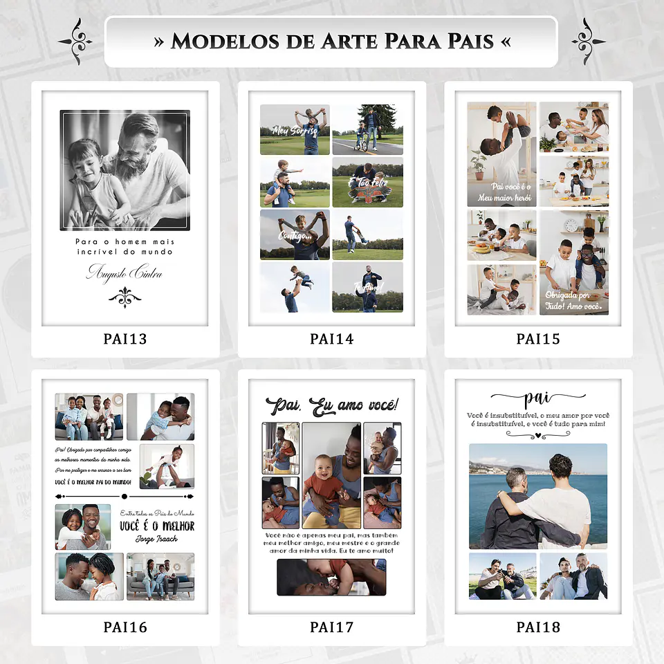 Artes para Quadros Dia dos Pais 22 Arquivos Editáveis Photoshop ou Canva 2