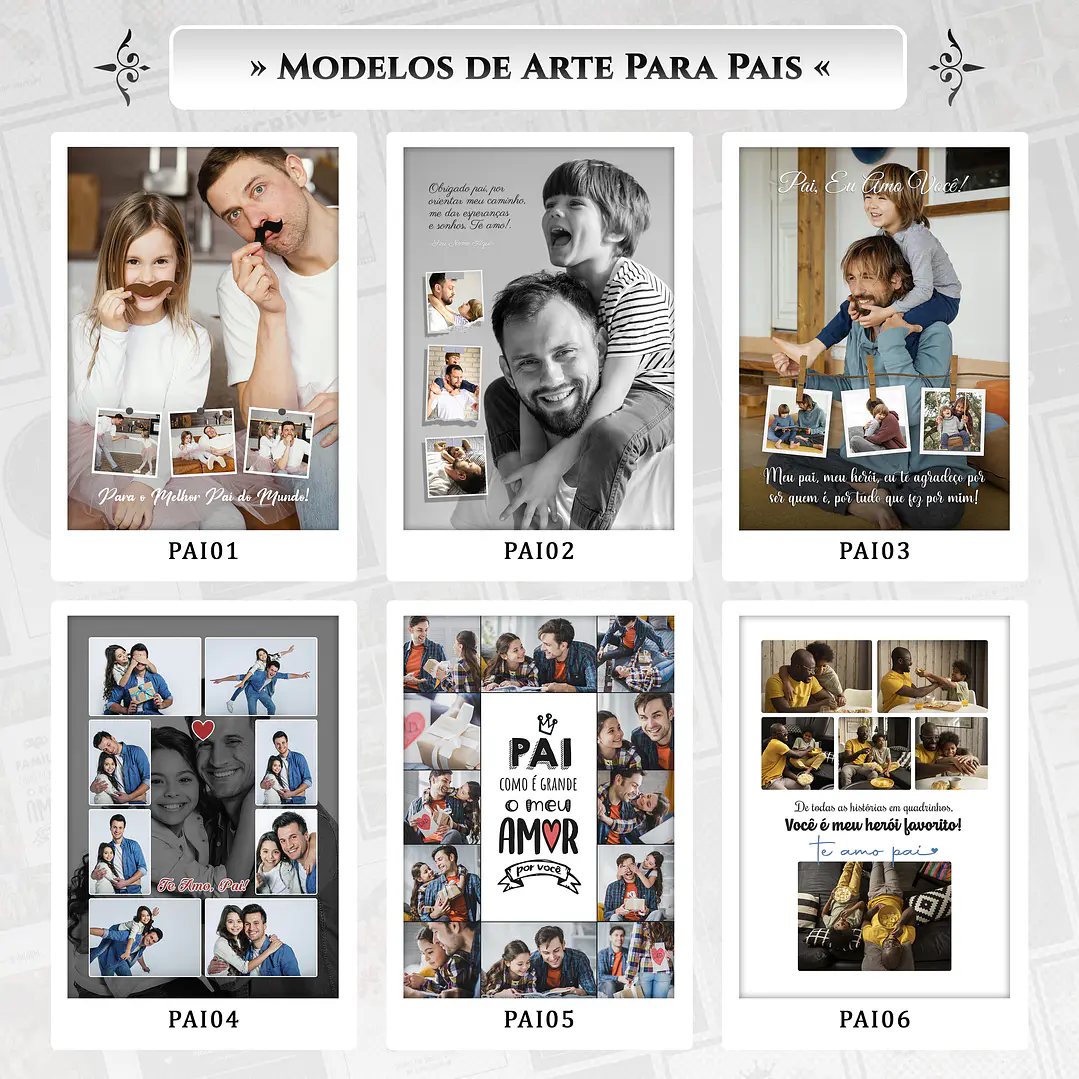 Artes para Quadros Dia dos Pais 22 Arquivos Editáveis Photoshop ou Canva 4