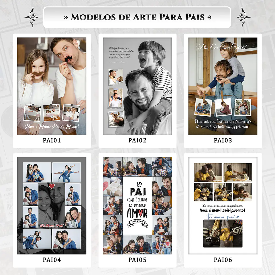 Artes para Quadros Dia dos Pais 22 Arquivos Editáveis Photoshop ou Canva 4