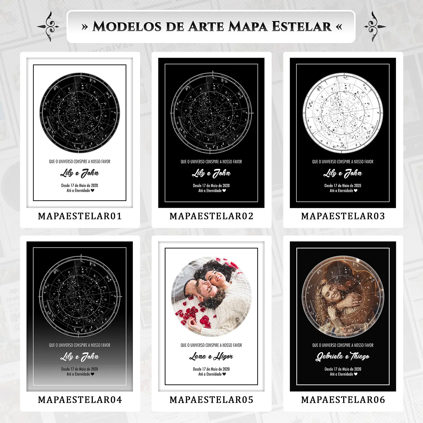 Artes para Quadros Mapa Estrelar 10 Arquivos Editáveis Photoshop ou Canva 1