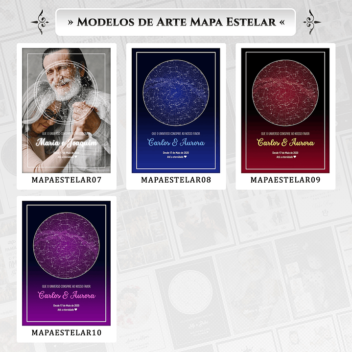 Artes para Quadros Mapa Estrelar 10 Arquivos Editáveis Photoshop ou Canva 2