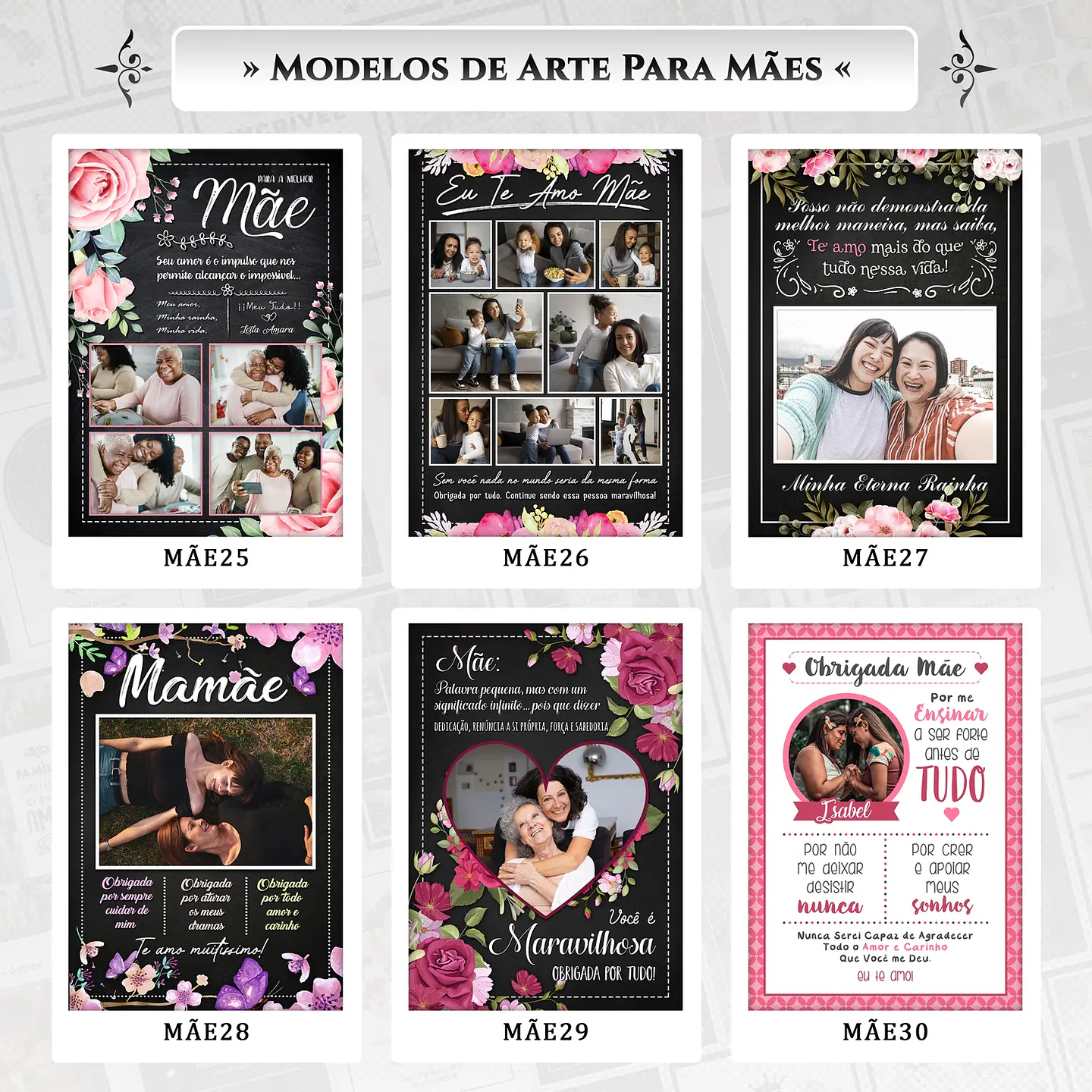 Artes para Quadros Mães 31 Arquivos Editáveis Photoshop ou Canva 5