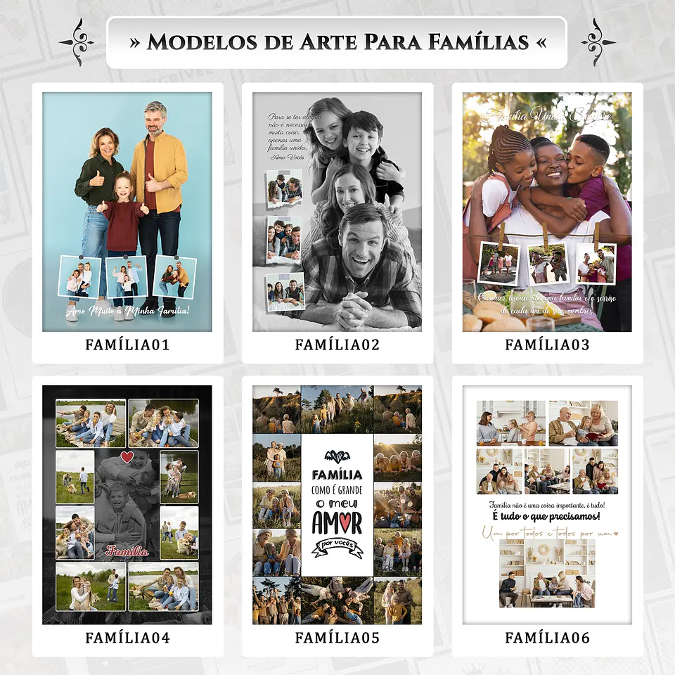 Artes para Quadros Família 24 Arquivos Editáveis Photoshop ou Canva 1
