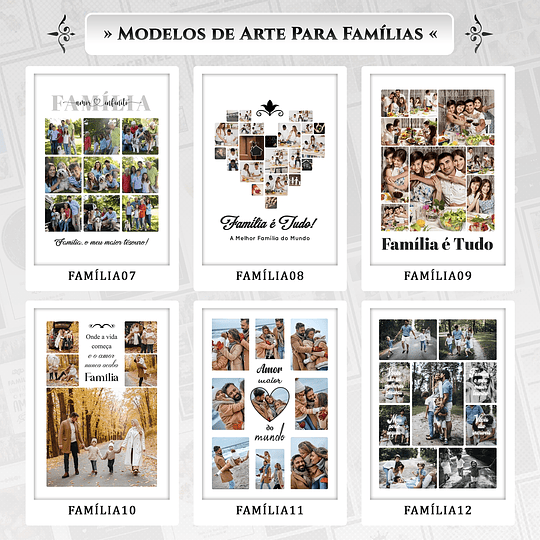 Artes para Quadros Família 24 Arquivos Editáveis Photoshop ou Canva