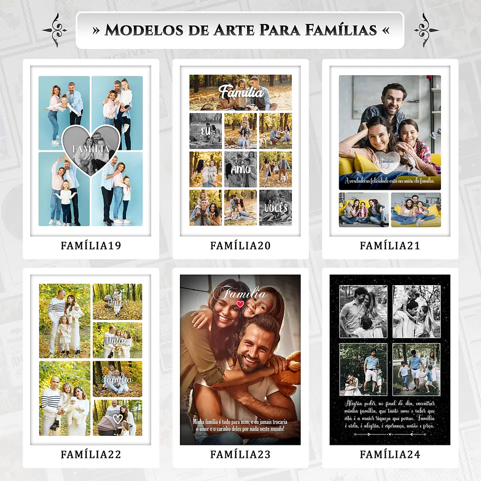 Artes para Quadros Família 24 Arquivos Editáveis Photoshop ou Canva 4