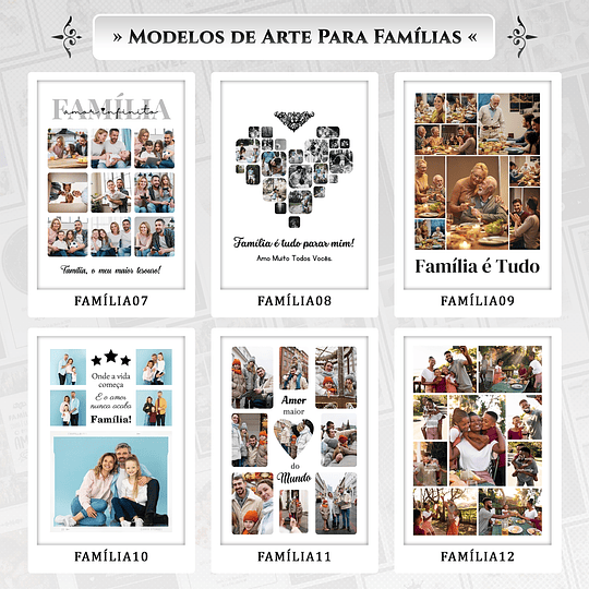 Artes para Quadros Família 24 Arquivos Editáveis Photoshop ou Canva