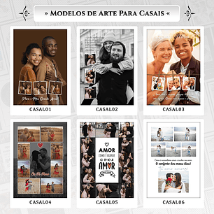 Artes para Quadros Casal Casamento Namorados 22 Arquivos Editáveis Photoshop ou Canva