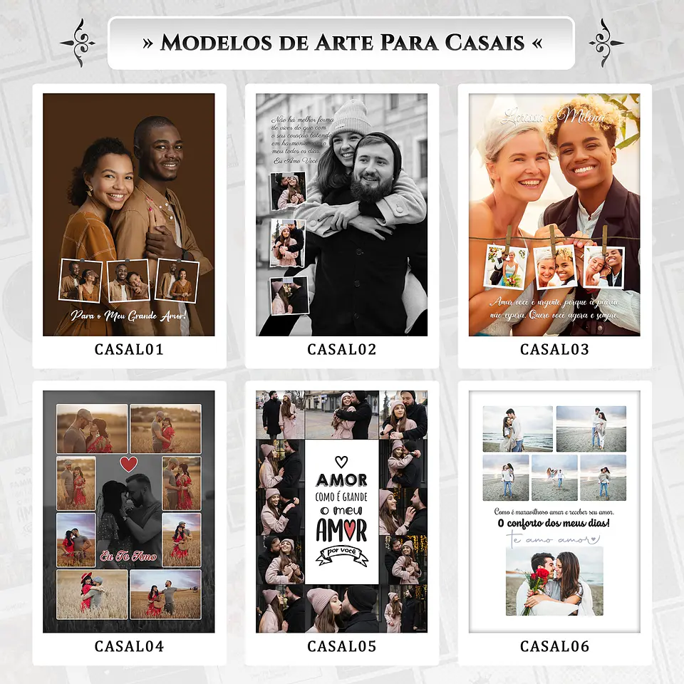Artes para Quadros Casal Casamento Namorados 22 Arquivos Editáveis Photoshop ou Canva 1