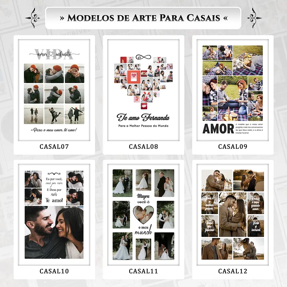 Artes para Quadros Casal Casamento Namorados 22 Arquivos Editáveis Photoshop ou Canva 2