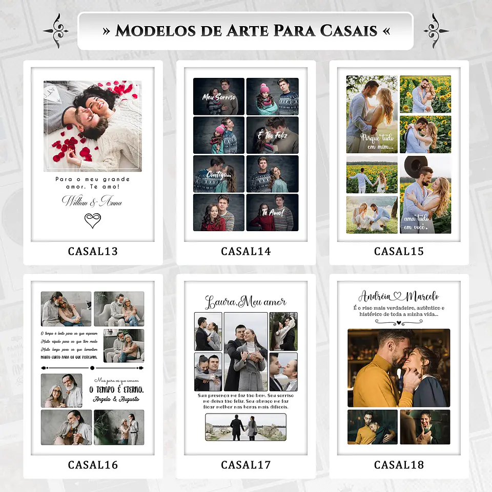 Artes para Quadros Casal Casamento Namorados 22 Arquivos Editáveis Photoshop ou Canva 3