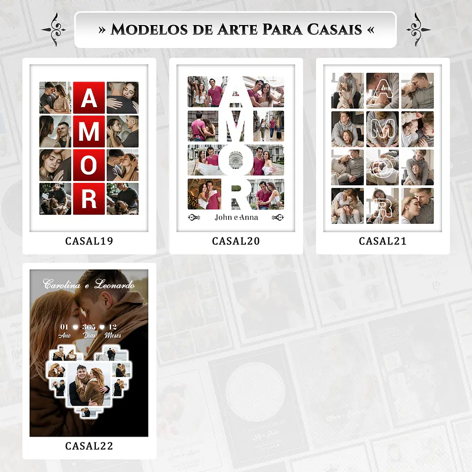 Artes para Quadros Casal Casamento Namorados 22 Arquivos Editáveis Photoshop ou Canva 4