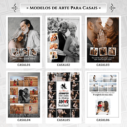 Artes para Quadros Casal Casamento Namorados 22 Arquivos Editáveis Photoshop ou Canva