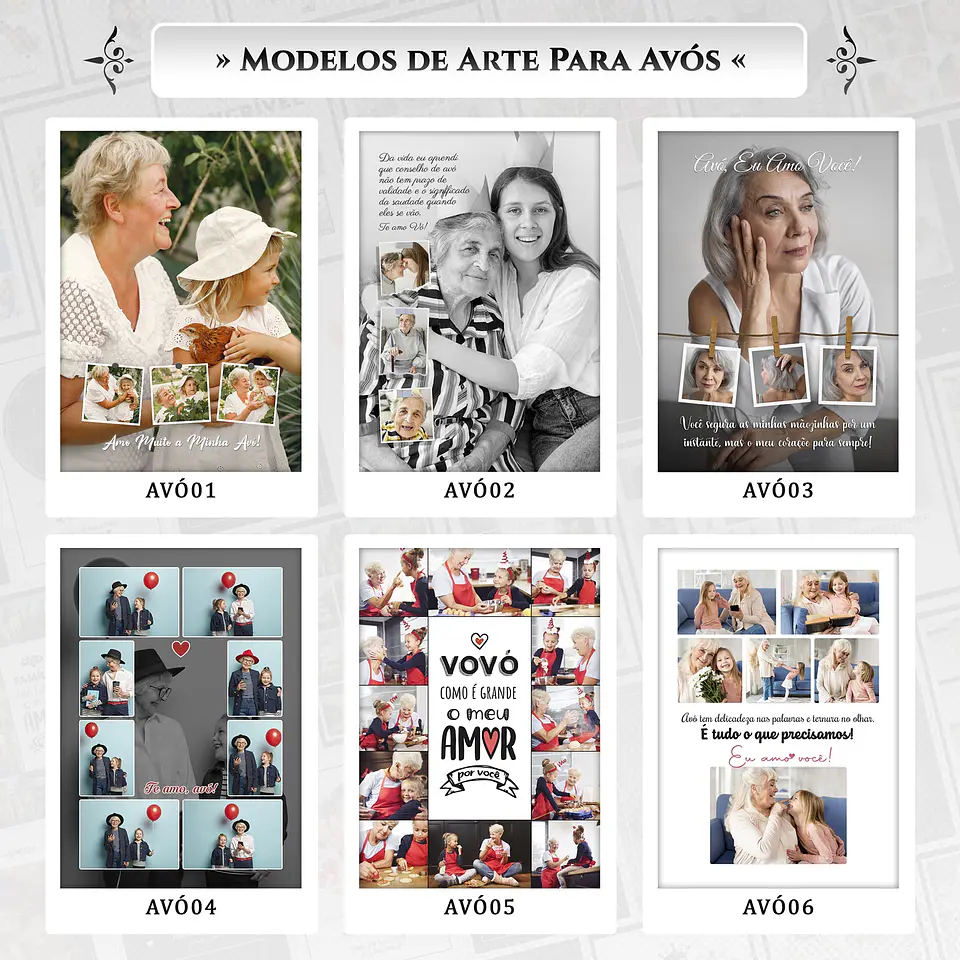 Artes para Quadros Avós 31 Arquivos Editáveis Photoshop ou Canva 2
