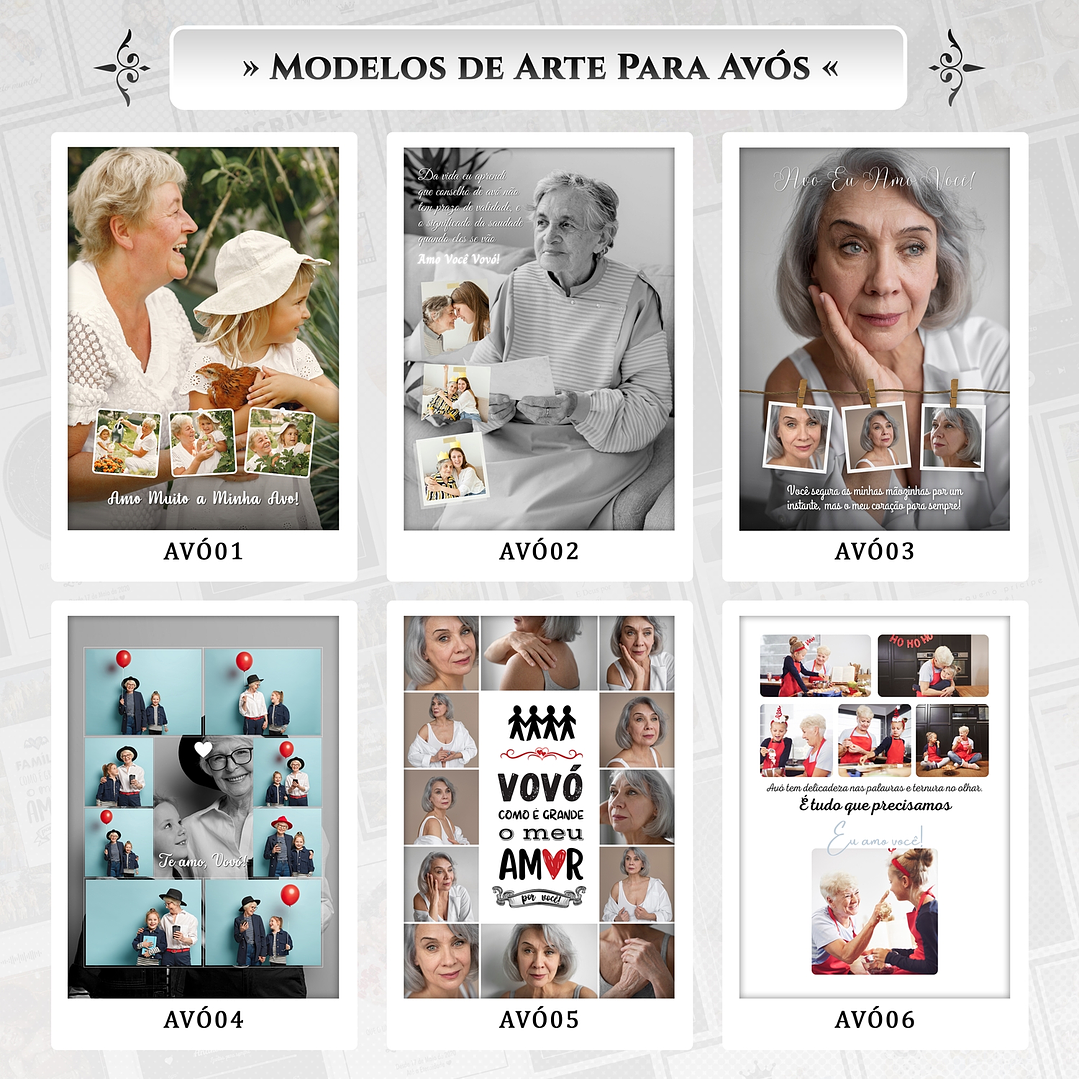 Artes para Quadros Avós 31 Arquivos Editáveis Photoshop ou Canva 10