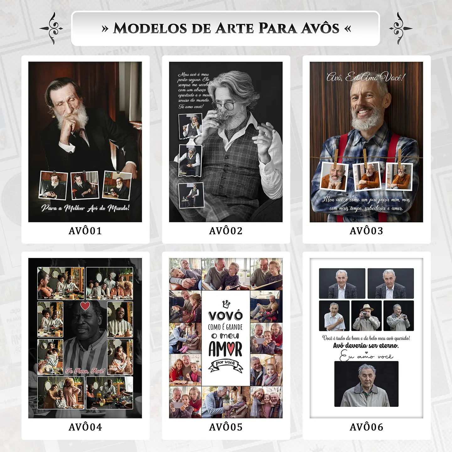 Artes para Quadros Avôs 22 Arquivos Editáveis Photoshop ou Canva 2