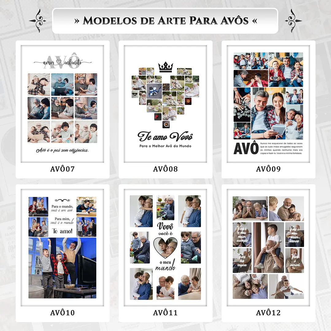 Artes para Quadros Avôs 22 Arquivos Editáveis Photoshop ou Canva 1