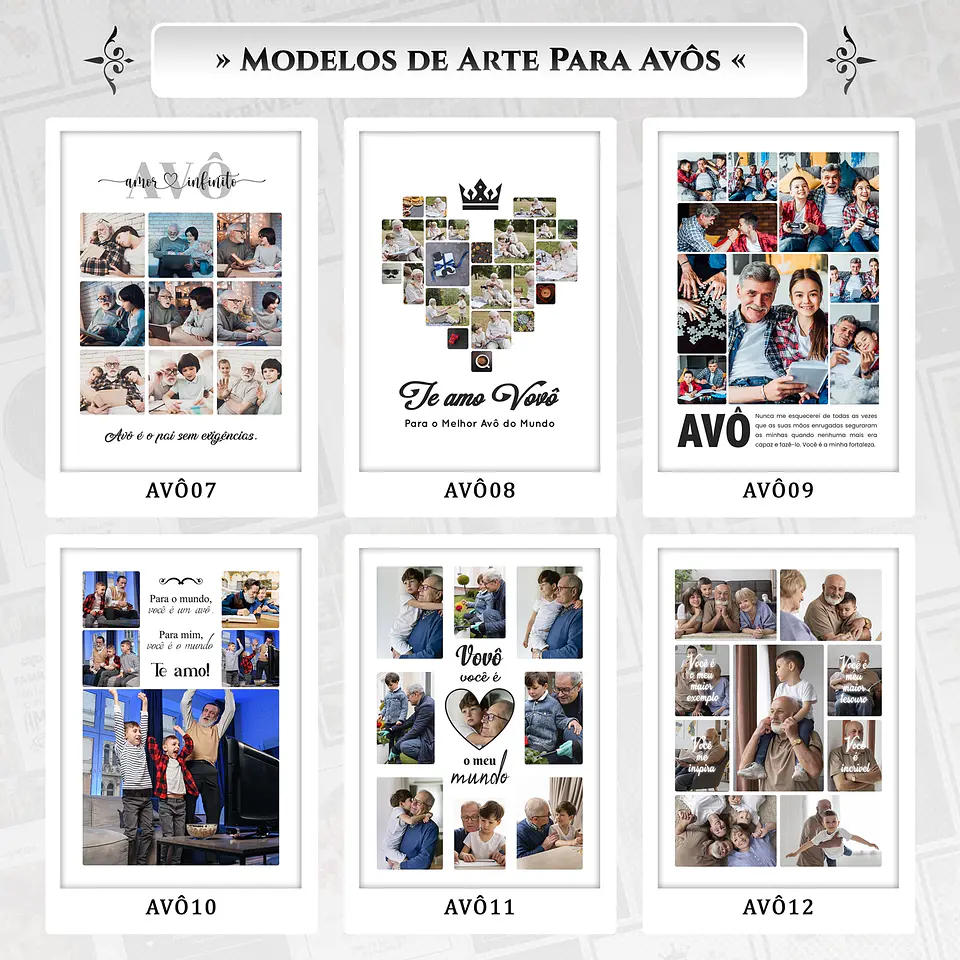 Artes para Quadros Avôs 22 Arquivos Editáveis Photoshop ou Canva 1