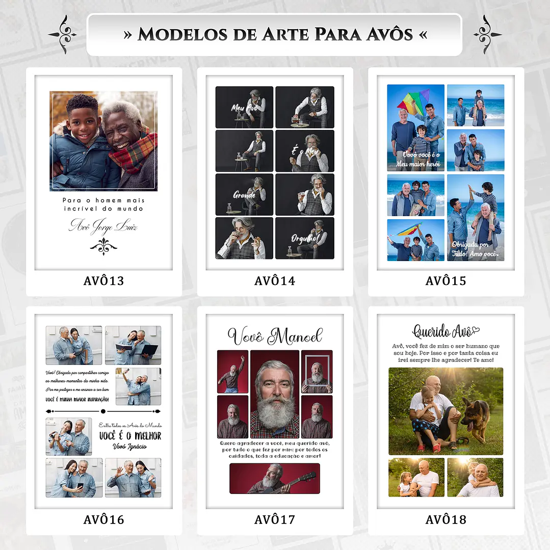 Artes para Quadros Avôs 22 Arquivos Editáveis Photoshop ou Canva 3