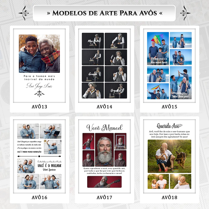 Artes para Quadros Avôs 22 Arquivos Editáveis Photoshop ou Canva 3