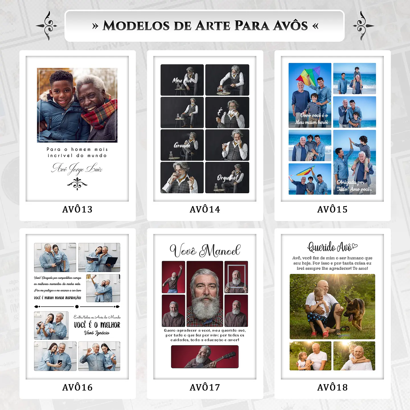 Artes para Quadros Avôs 22 Arquivos Editáveis Photoshop ou Canva 3