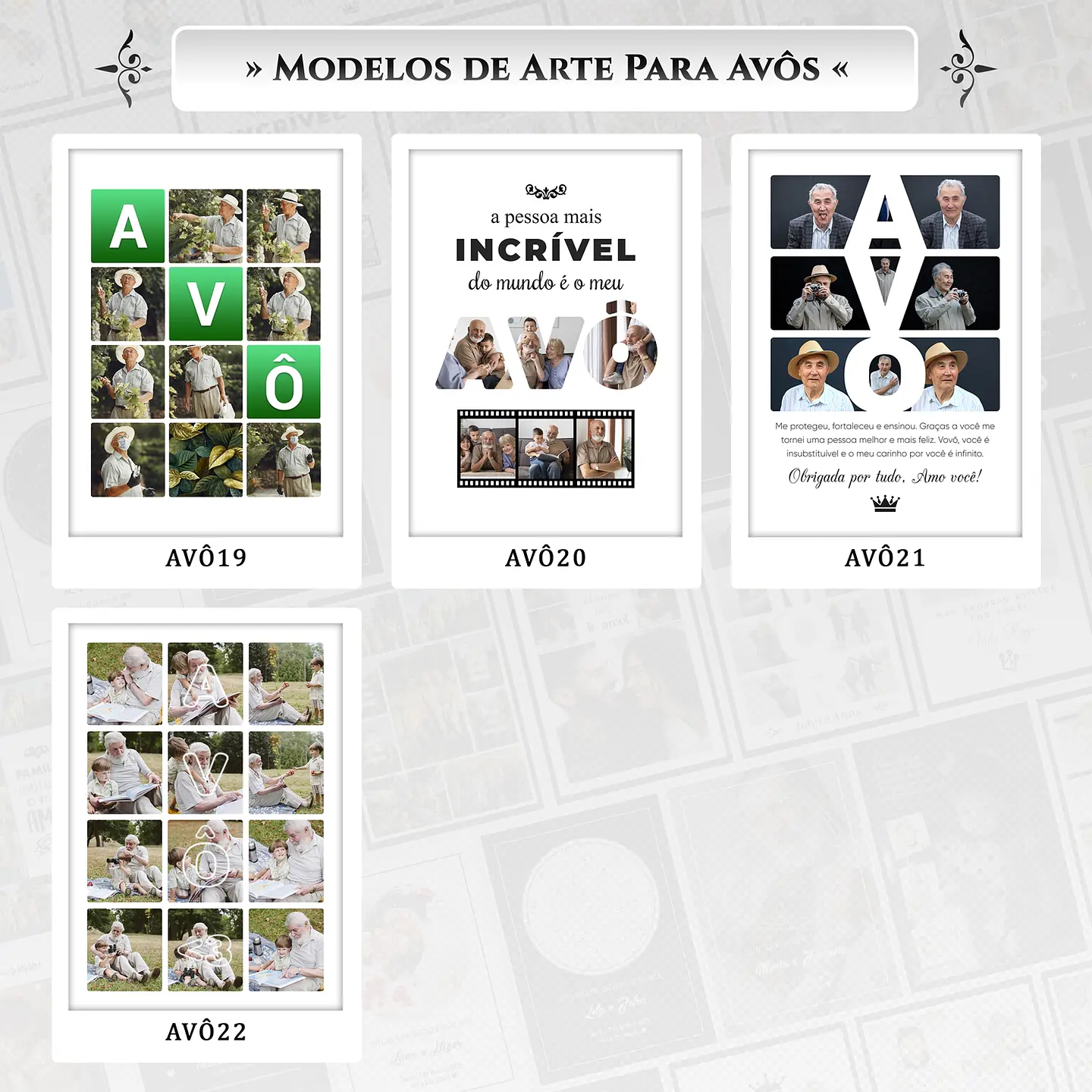 Artes para Quadros Avôs 22 Arquivos Editáveis Photoshop ou Canva 4