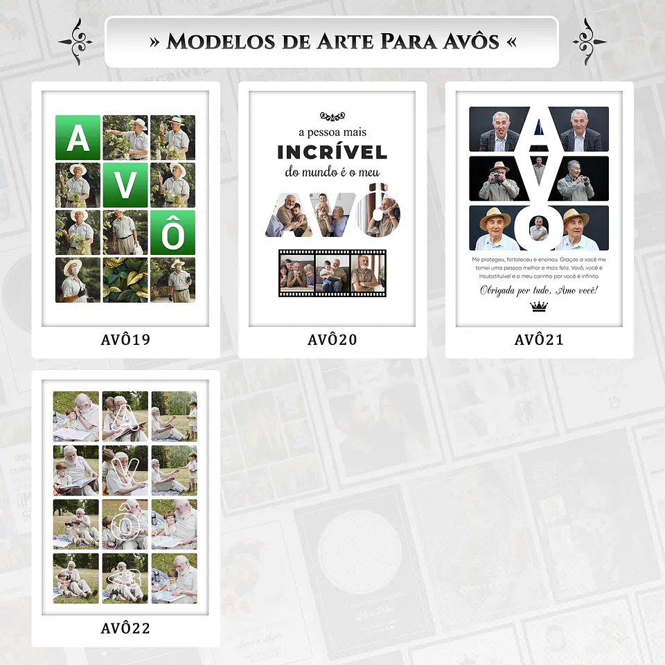 Artes para Quadros Avôs 22 Arquivos Editáveis Photoshop ou Canva 4