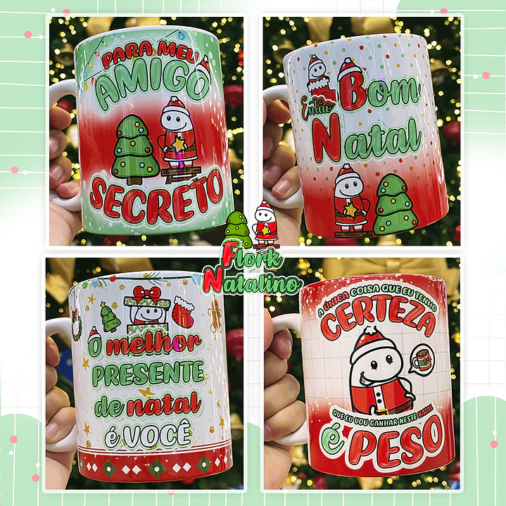 Artes Caneca Flork Natal Memes Bento em Png  5