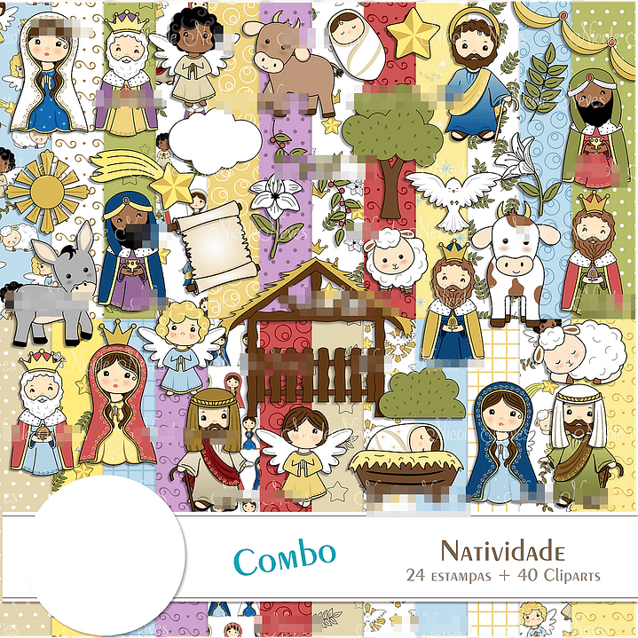 Kit Digital Combo Presépio de Natal Natalino sem fundo Png 1
