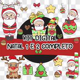 Kit Digital Feliz Natal 1 e 2 Artes Natalina sem fundo Png