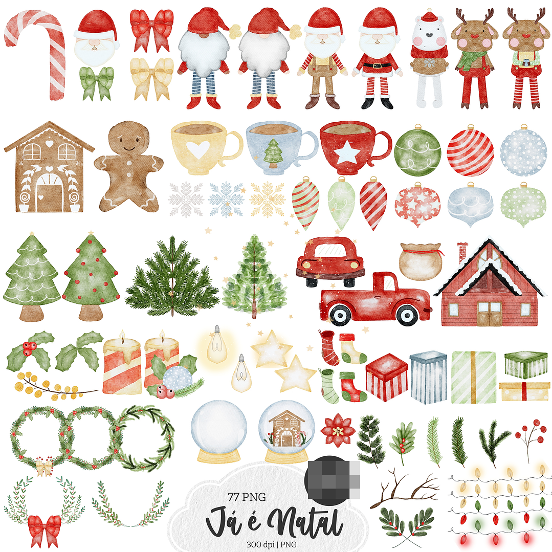 Kit Digital Natal Natalino Papai Noel Arquivos Sem Fundo Png 2