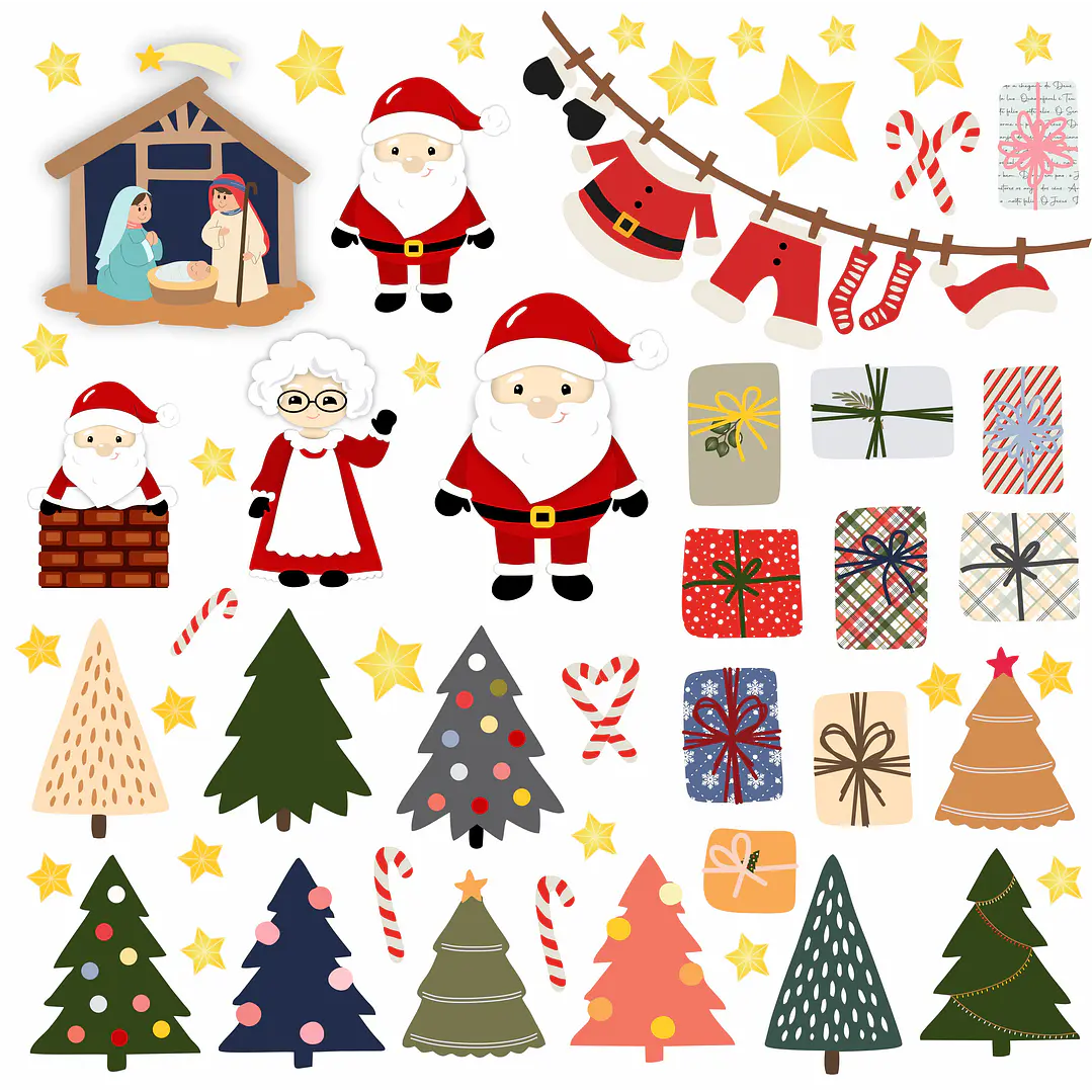 Kit Digital Natal Natalino Papai Noel Arquivos Sem Fundo Png 2