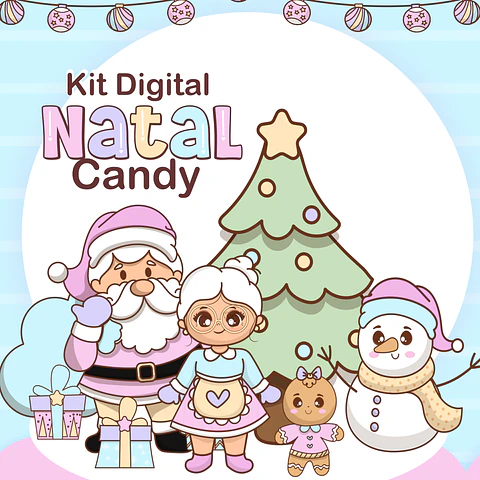 Kit Digital Natal Artes Candy Arquivos Sem Fundo Png