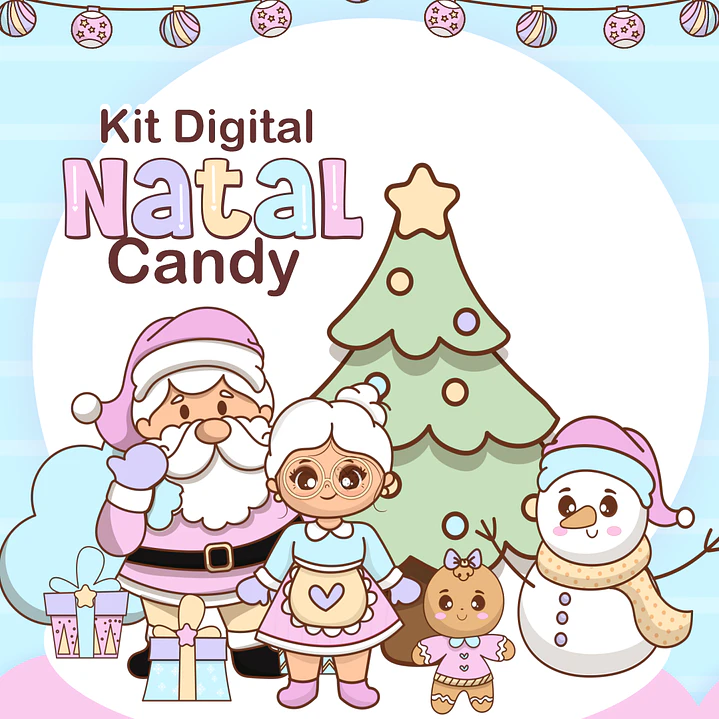 Kit Digital Natal Artes Candy Arquivos Sem Fundo Png 1