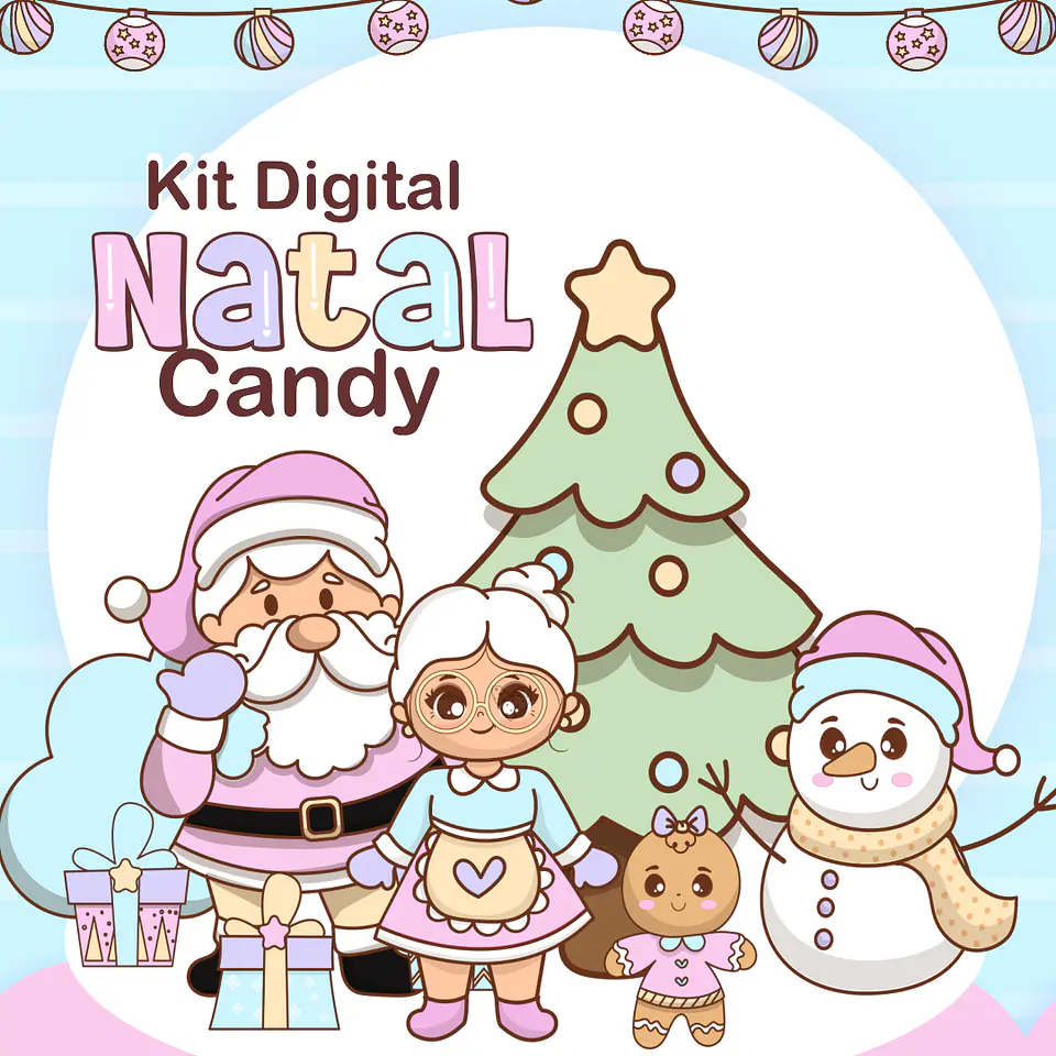 Kit Digital Natal Artes Candy Arquivos Sem Fundo Png 1