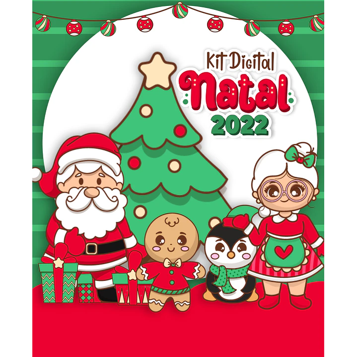 Kit Digital Natal Verde e Vermelho Papai Noel Arquivos Sem Fundo Png 1
