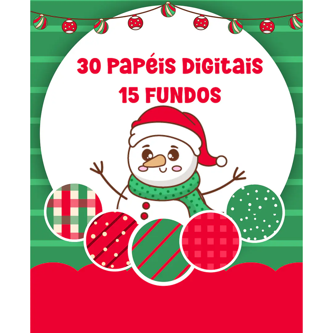 Kit Digital Natal Verde e Vermelho Papai Noel Arquivos Sem Fundo Png 4