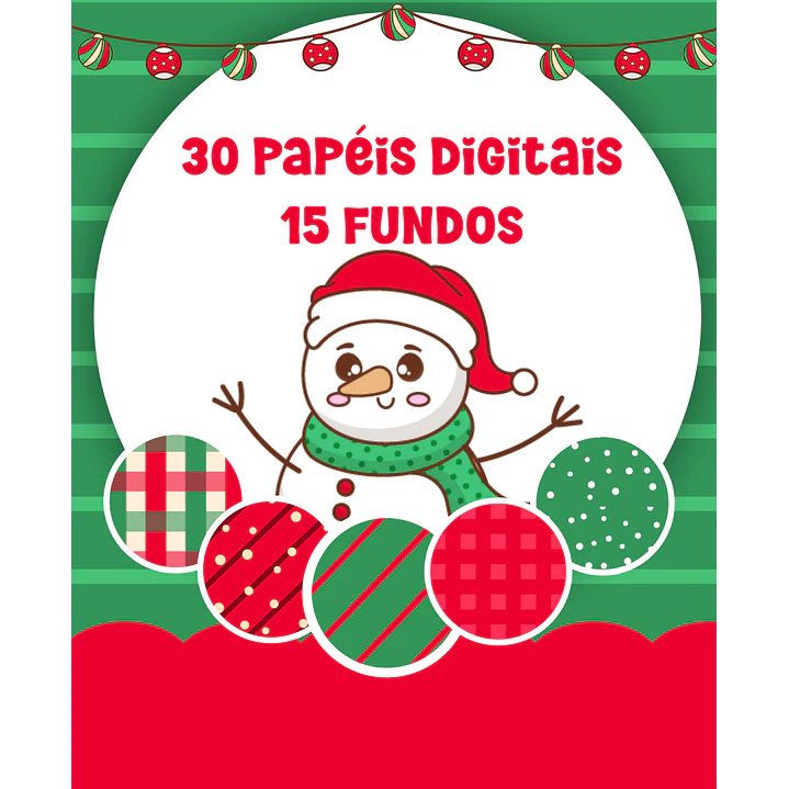 Kit Digital Natal Verde e Vermelho Papai Noel Arquivos Sem Fundo Png 4