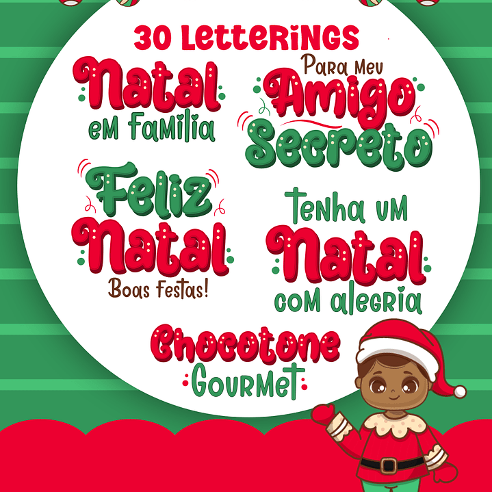 Kit Digital Natal Verde e Vermelho Papai Noel Arquivos Sem Fundo Png 5