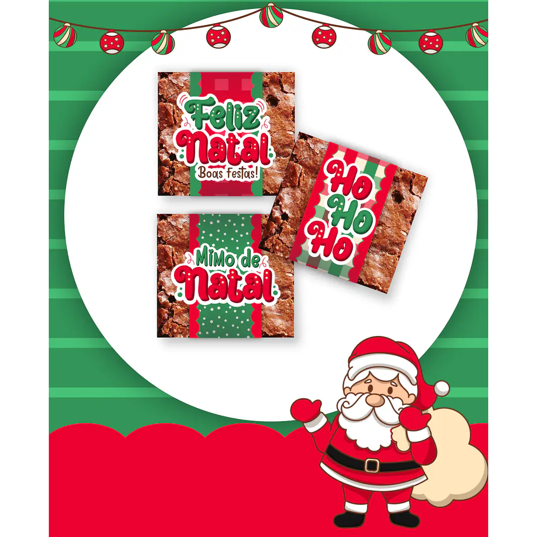 Kit Digital Natal Verde e Vermelho Papai Noel Arquivos Sem Fundo Png 6