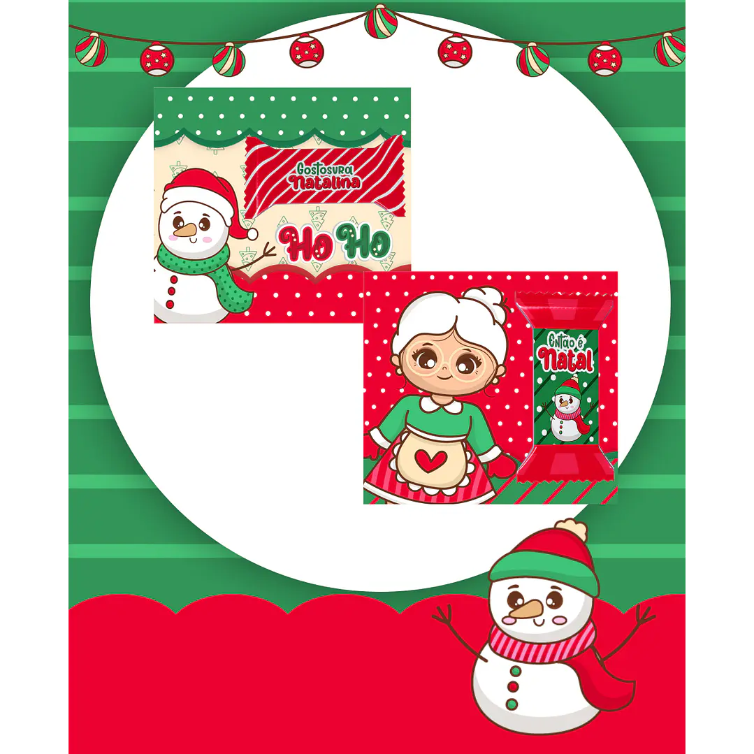 Kit Digital Natal Verde e Vermelho Papai Noel Arquivos Sem Fundo Png 11