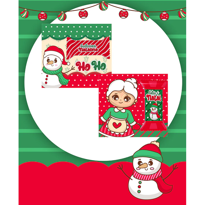 Kit Digital Natal Verde e Vermelho Papai Noel Arquivos Sem Fundo Png 11