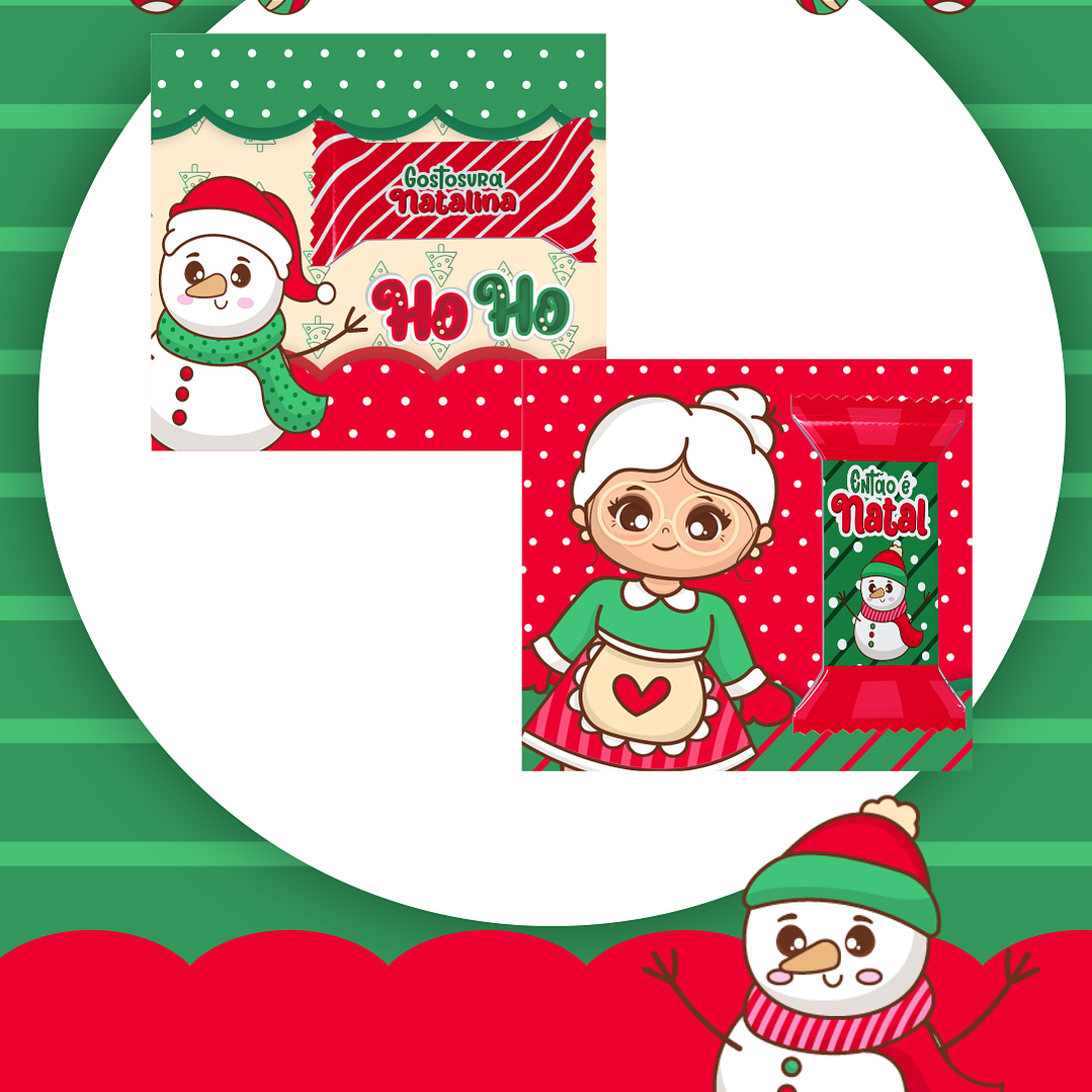 Kit Digital Natal Verde e Vermelho Papai Noel Arquivos Sem Fundo Png 11