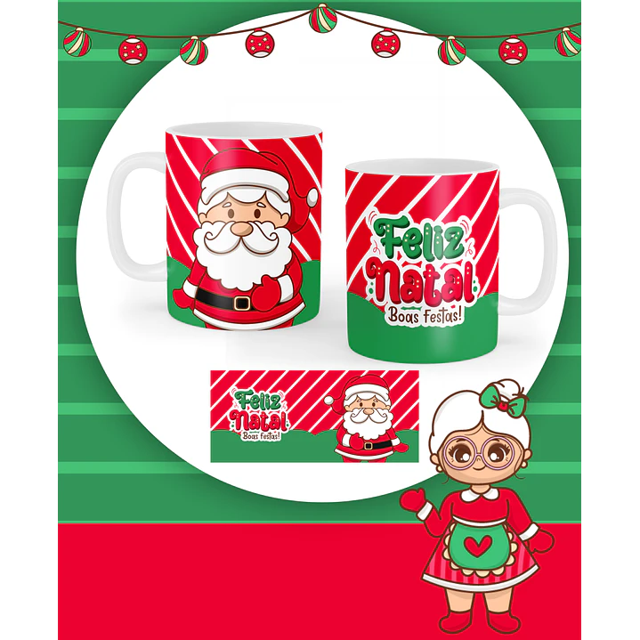 Kit Digital Natal Verde e Vermelho Papai Noel Arquivos Sem Fundo Png 12