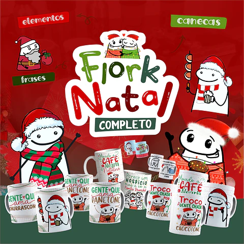 Kit Artes Canecas Flork Natal Luz Completo + Atualizações