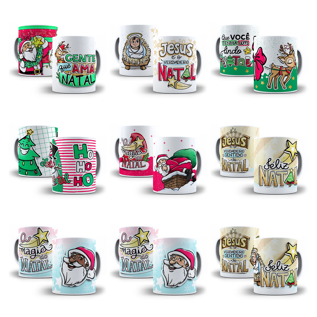 19 Artes Caneca Natal Sublimação Completa Arquivos Png 1
